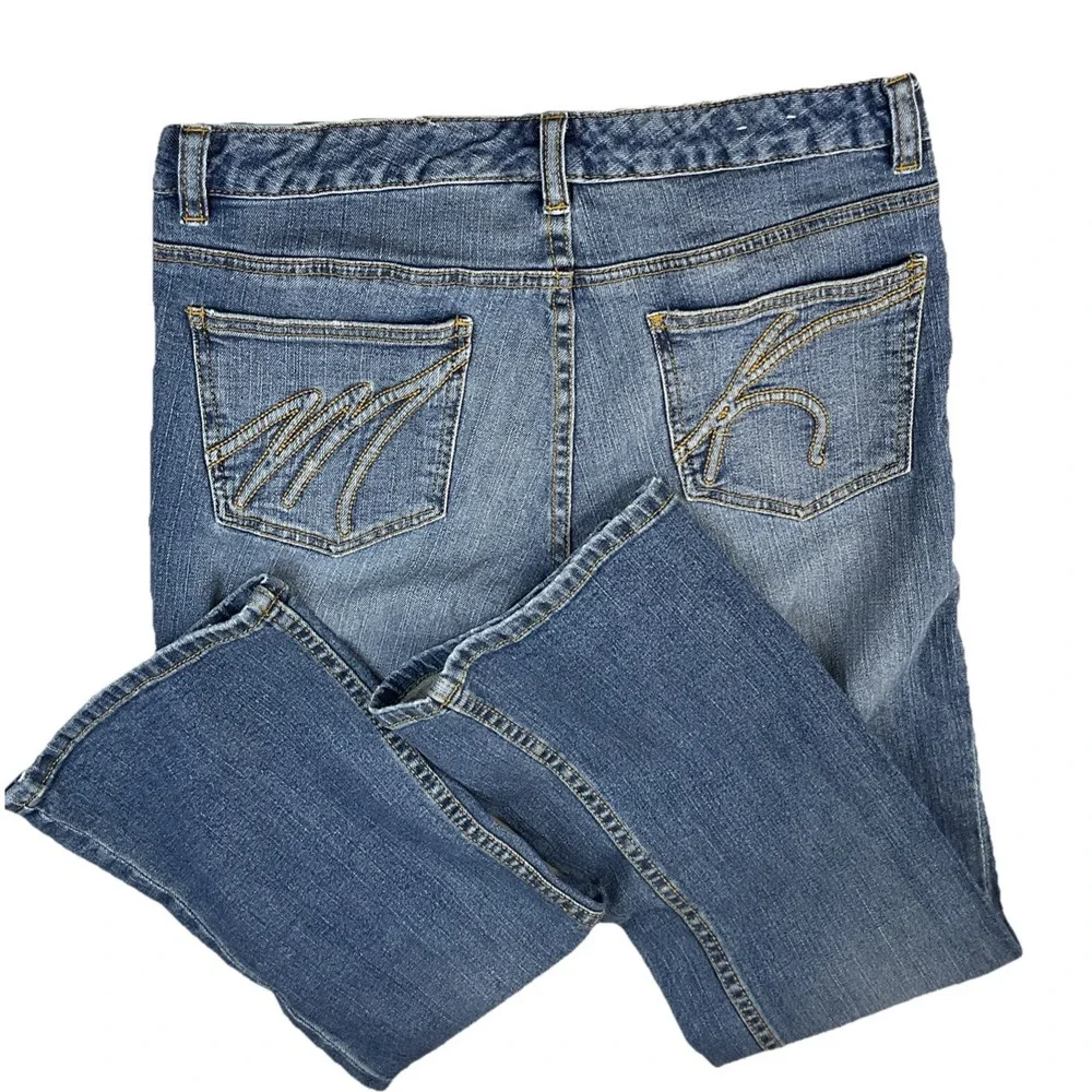 Vintage Michael Kors Flare Jeans Medium Wash Stretch‎ Denim Women Sz 6 MK Logo